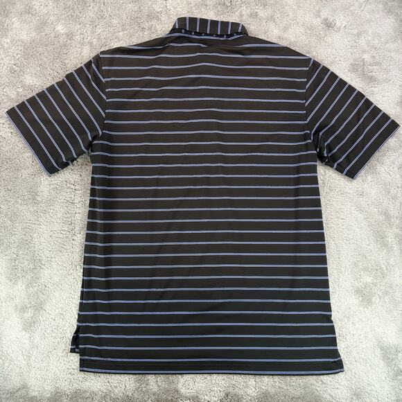 Peter Millar Summer Comfort Men M Golf Polo Shirt Black Blue Striped Performance - Picture 3 of 8